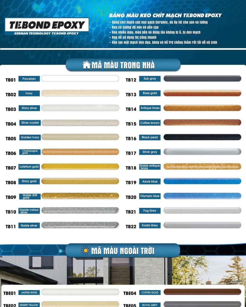 bảng màu keo epoxy